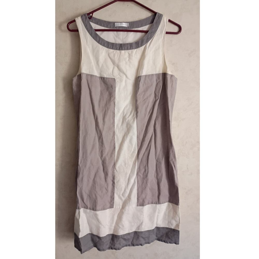 Neutral Colorblock Sleeveless Sheath Dress Minimalist Office Workwear Small